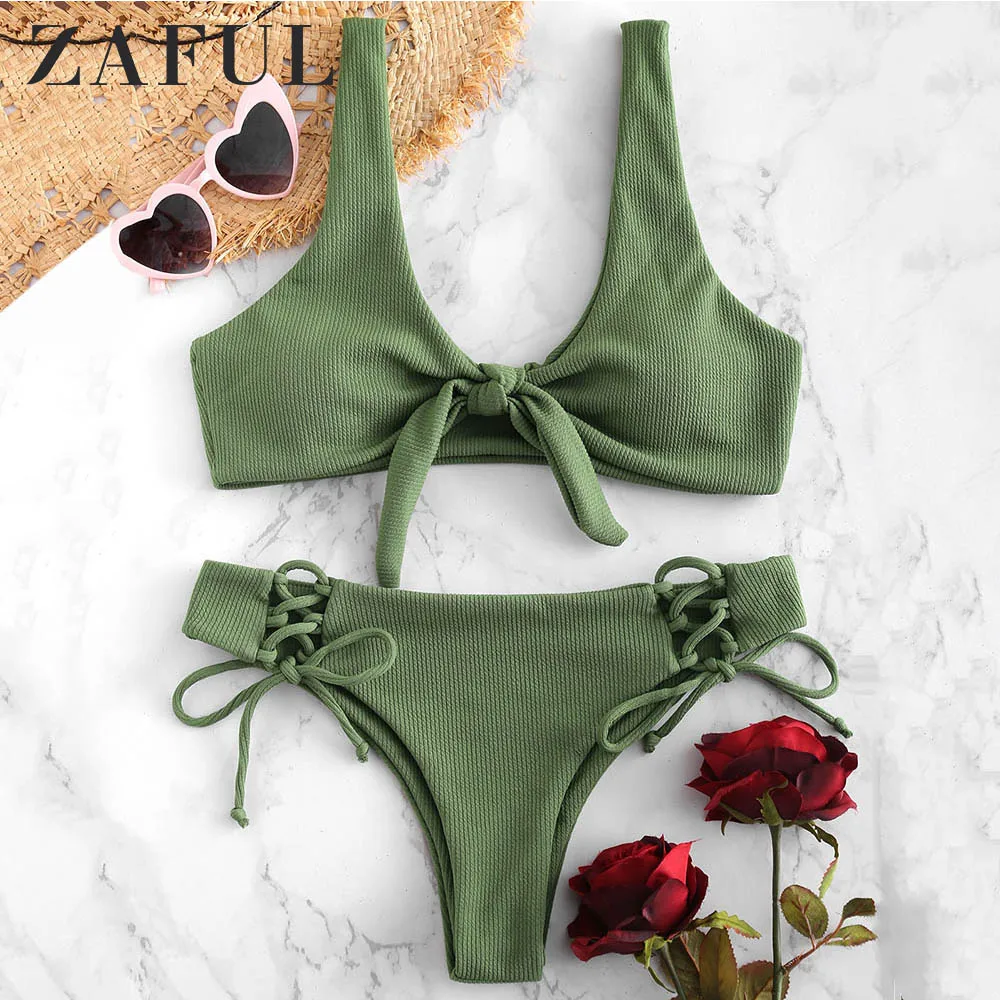 Женский купальник с чашками пуш ап и завязками|Купальники| |