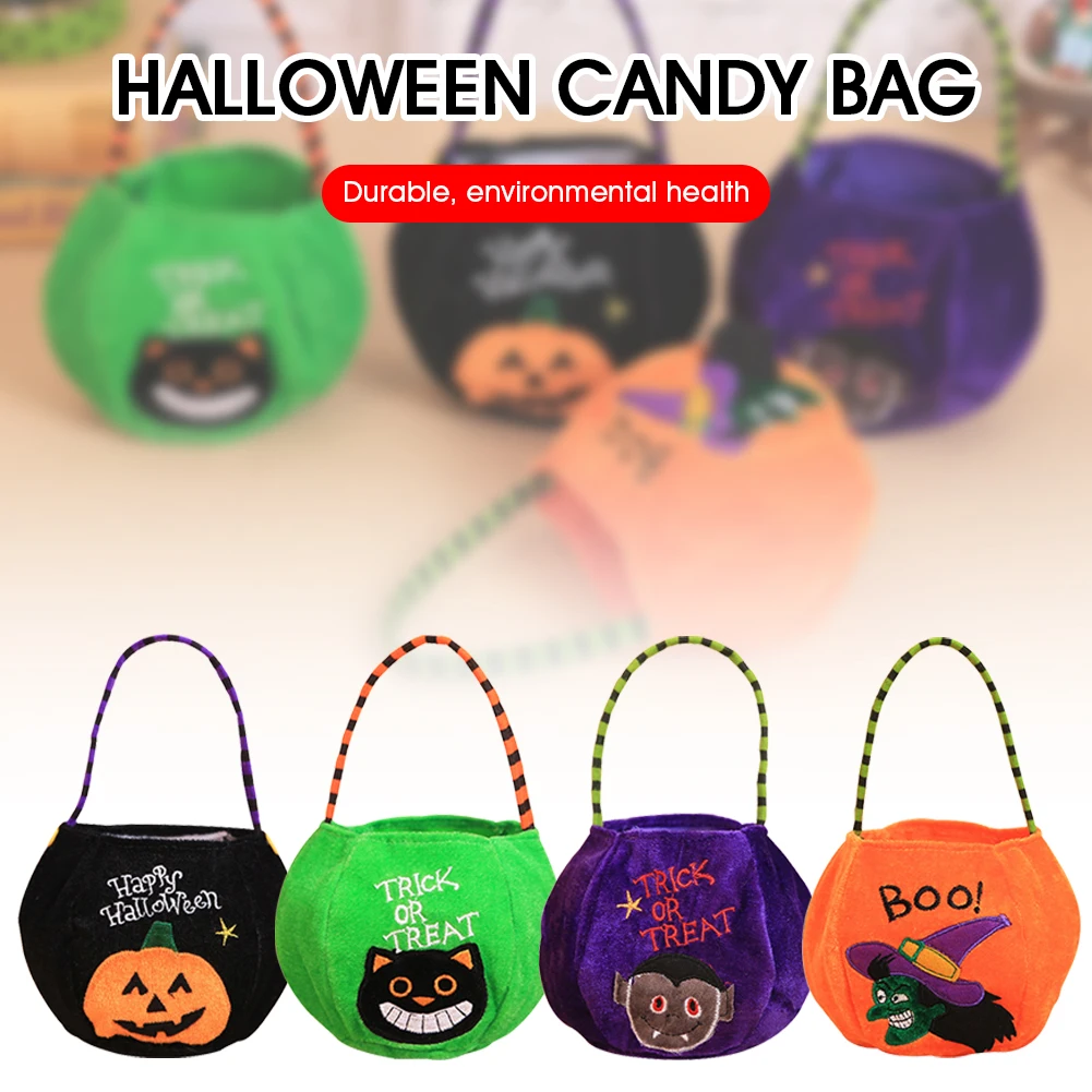 

Сумка-тоут для конфет на Хэллоуин, многоразовые бархатные корзины для конфет с тыквой, подарочная корзина для детских праздников на Хэллоуи...