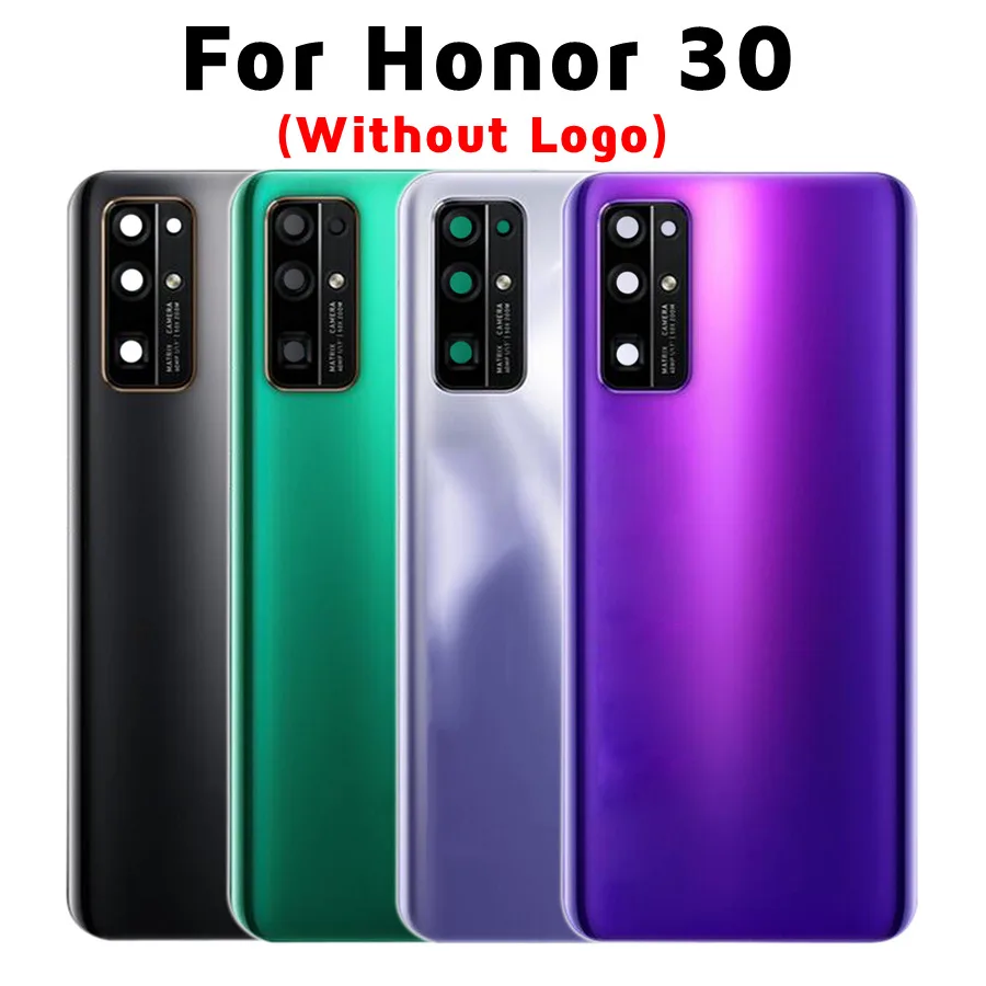 

NEW For Huawei Honor 30 Back Battery Cover Glass Panel Rear Housing Door Case+Camera Lens Replacement for Honor 30 Battery Cover