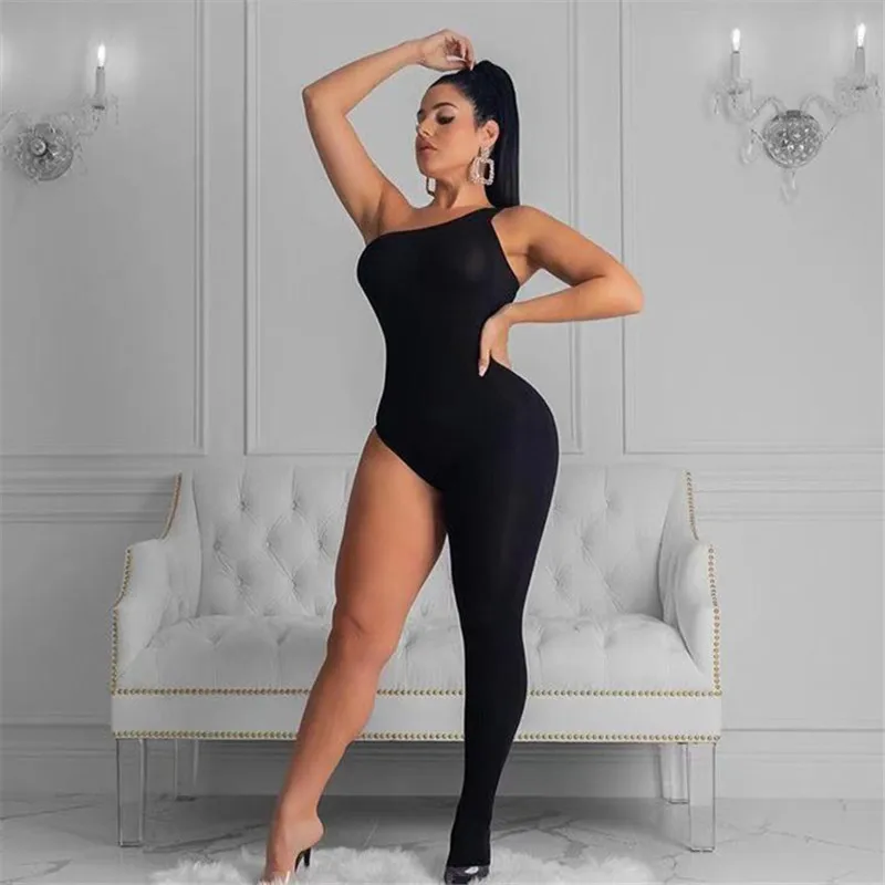 Yesexy 2020 сплошной цвет неровный ворот без рукавов женский комбинезон одна нога