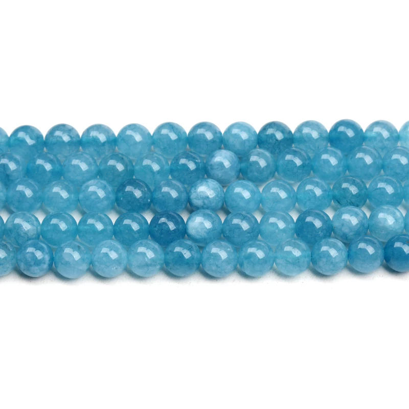 

Natural Gem Blue Chalcedony Aquamarin Angelite Strand Beads Stone Round Loose Spacer Beads For DIY Jewelry Making