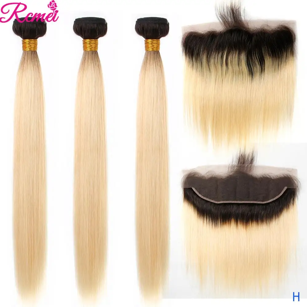 T1B/613 блонд пряди с фронтальной бразильской Прямой Реми натуральные кудрявые