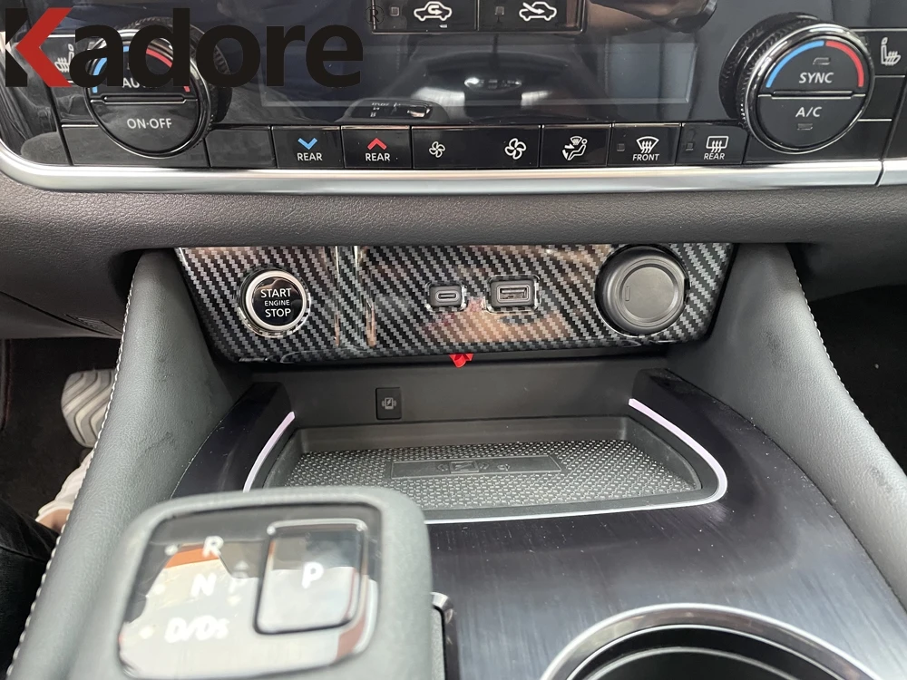 Для Nissan Rogue X-trail 2021 2022 покрытие панели прикуривателя из углеродного волокна