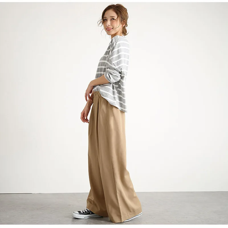 

Draping Gentle Wind Straight Loose Pants Women Spring Summer 2021 New Korean Elastic High Waist Temperament Wide Leg Trousers
