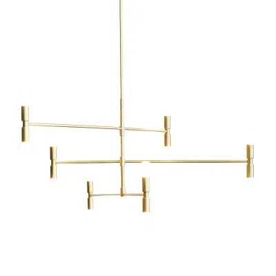 Modern linear line ceiling chandelier light rotatable adjustable bronze gold hanging lamp for dinning living room foyer | Лампы и