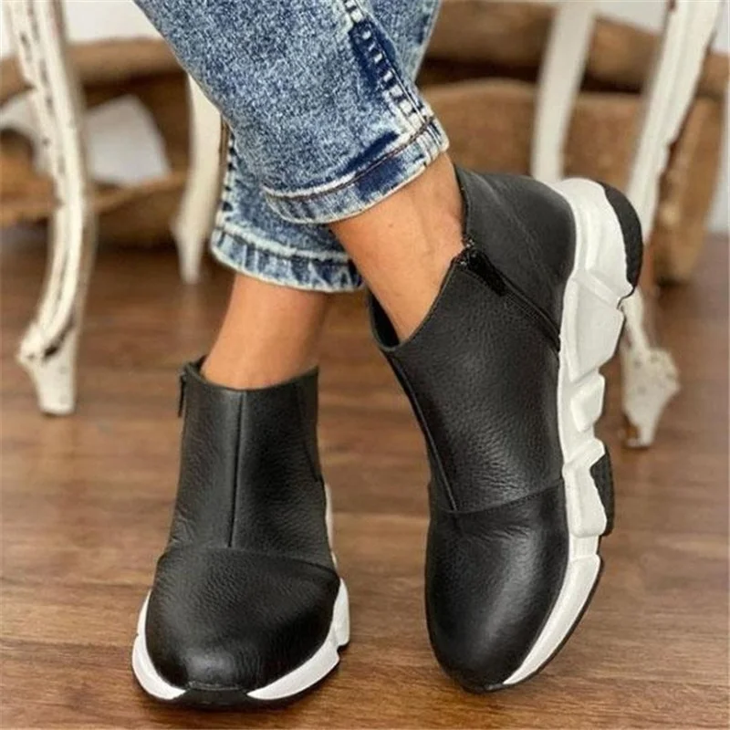 Europe 2022 New Women Ankle Boots Fashion Wedges Platform Shoes for Woman Botas De Mujer Solid Low Cut Plus Size 43 Women Boots