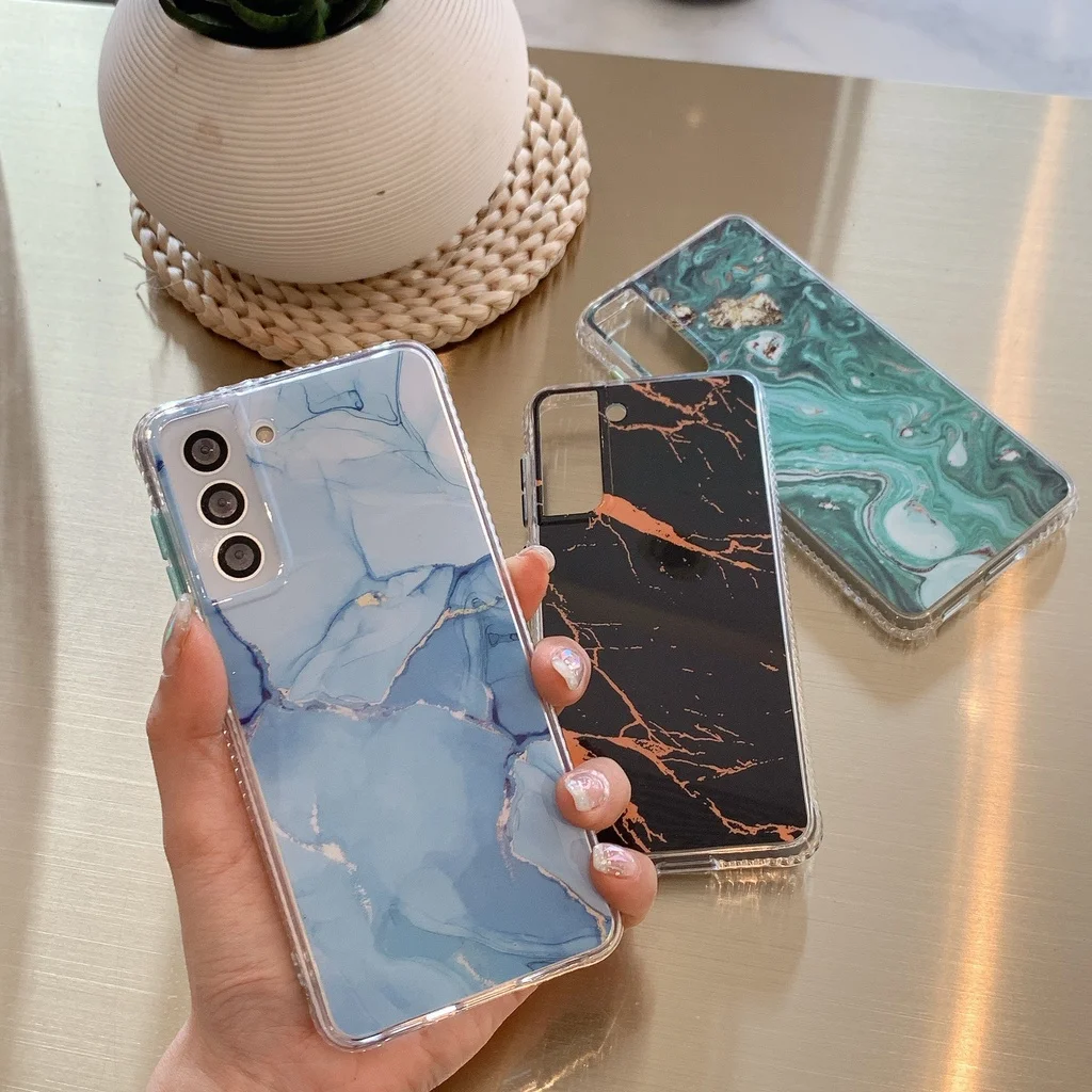 

For Samsung A12 A32 A52 A72 Glass marble phone case For A02S A22 A82 A51crystal airbag anti-drop cover