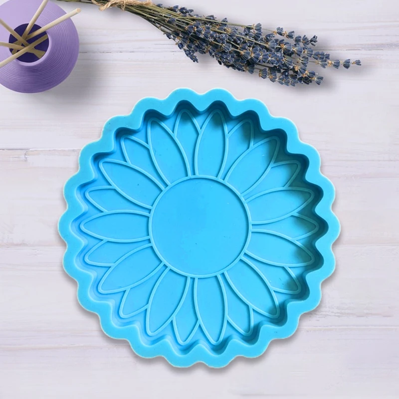 

N58F Sun Flower Shape Candlestick Epoxy Resin Mold Coaster Cup Mat Casting Silicone Mould DIY Crafts Ornaments Decorations Tools