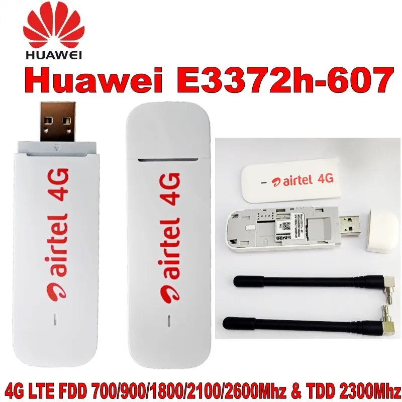 Партия 100 шт. Huawei E3372h 607 разблокированный LTE 4G 3G 2G широкополосный 150 Мбит/с USB + 2