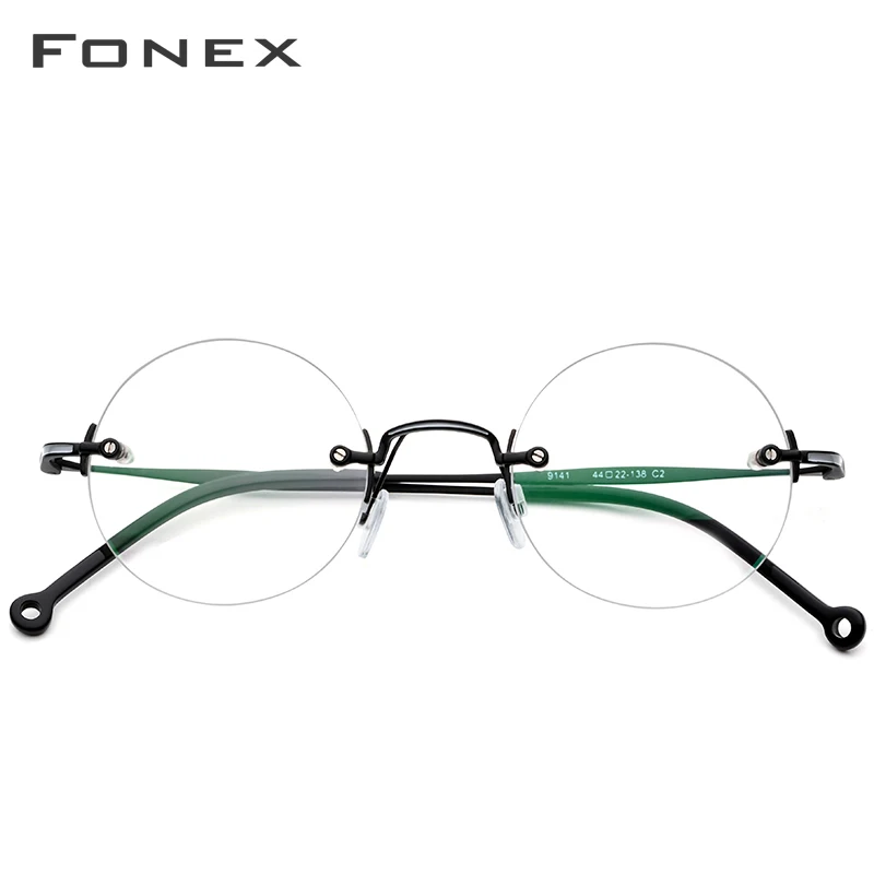 FONEX чистый Титан оправы оптические очки рамки Для мужчин новый Винтаж круглые по