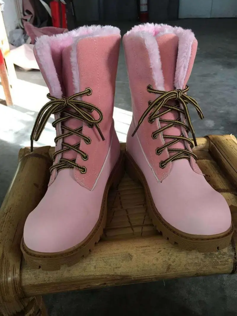 Murah Sepatu Hangat Musim Dingin Ukuran Besar 43 Bagus Sepatu Bot Salju Wanita Sepatu Bot Pergelangan Kaki Modis Wanita Bulu Mewah Pop Bagus Warna Pink