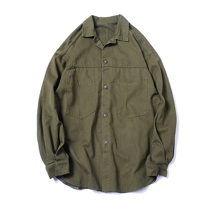 Большие размеры мужские карго рубашки пальто 2019 s карманы с длинным рукавом ретро