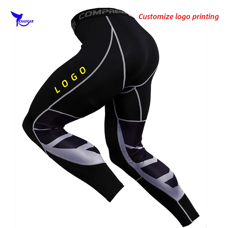 Men Compression Running Leggings Mesh Patchwork Training Pants Quick Dry Stretch Gym Fitness Tights Sportswear Trousers Custom