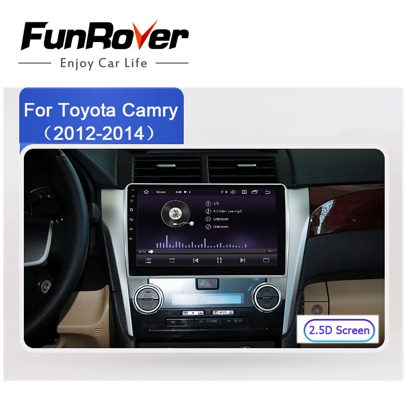 FUNROVER android 9 0 2.5D + IPS автомобильный dvd мультимедийный плеер для Toyota Camry 50 2012 2014 радио