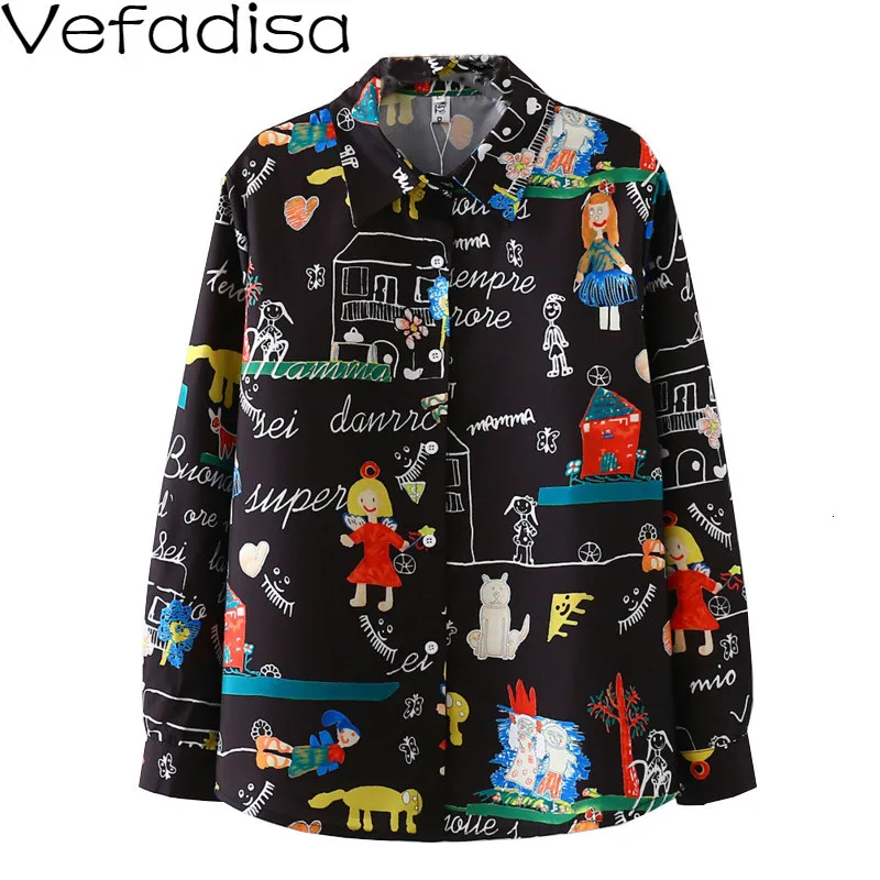 Vefadisa/2020 Весенняя женская узкая блузка с длинным рукавом и рисунком из