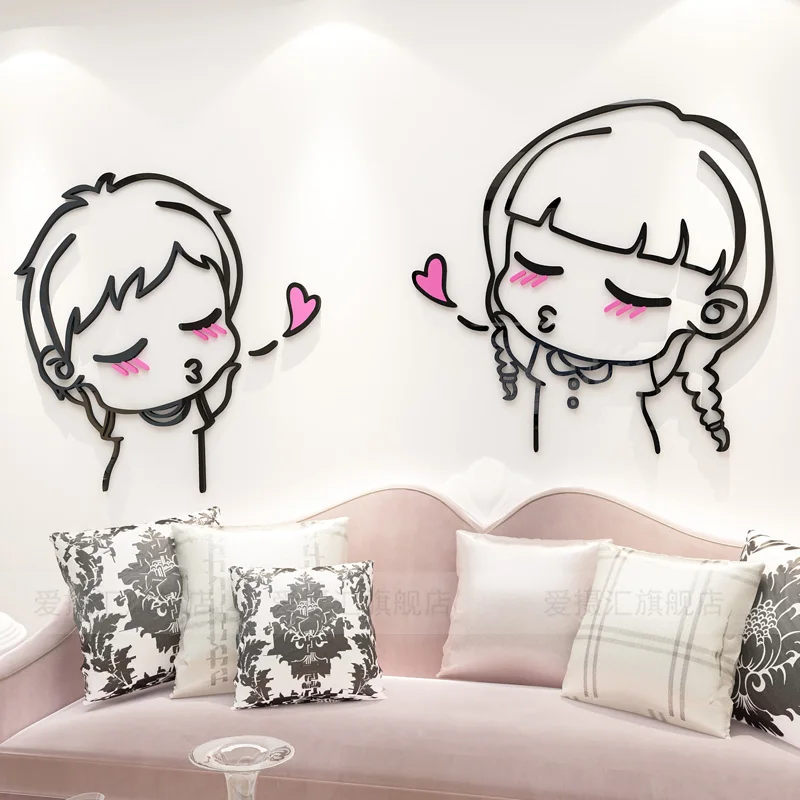 

WS72 Warm bedroom living room decorative painting romantic room background wall decoration creative acrylic 3d wall stickers