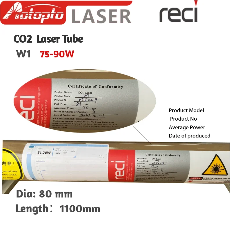 

Co2 Reci W1/W2/W4/W6/W8 длинные лазерные трубки для Co2 лазерная резка, гравировальный станок диаметр 80 мм 80 Вт/90 Вт/100 Вт/130 Вт/150 Вт