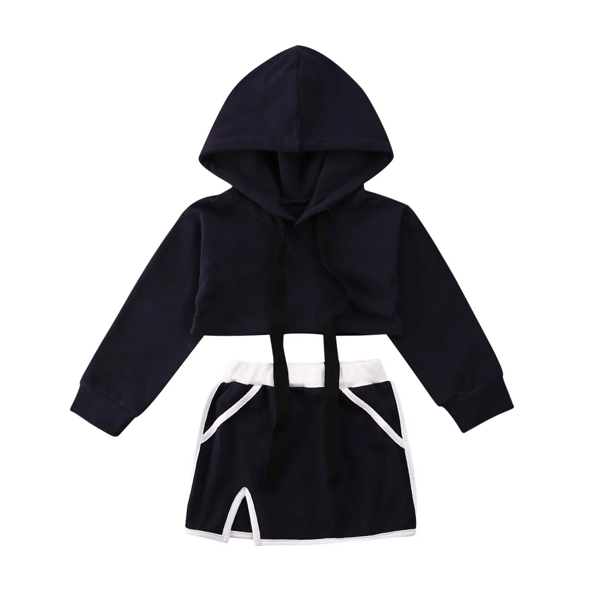 Модный черный спортивный костюм для маленьких девочек 2020 года Топ с длинным