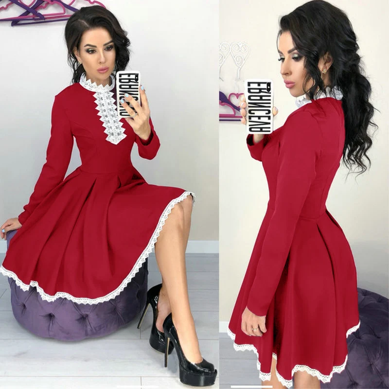 Элегантное женское мини-платье Лидер продаж синее черное Красное Кружевное