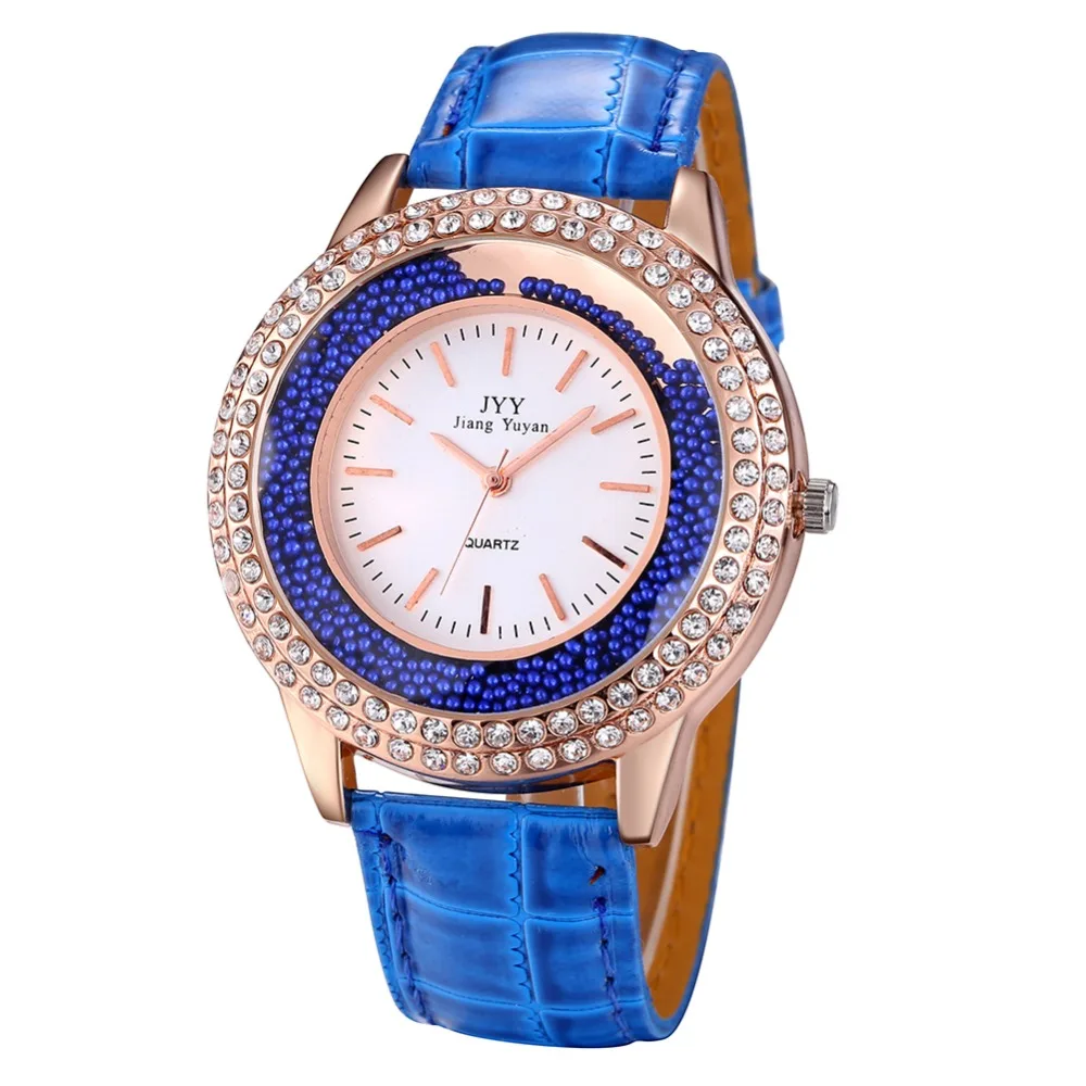 Новые товары роскошные модные женские часы со стразами и кожаным ремешком
