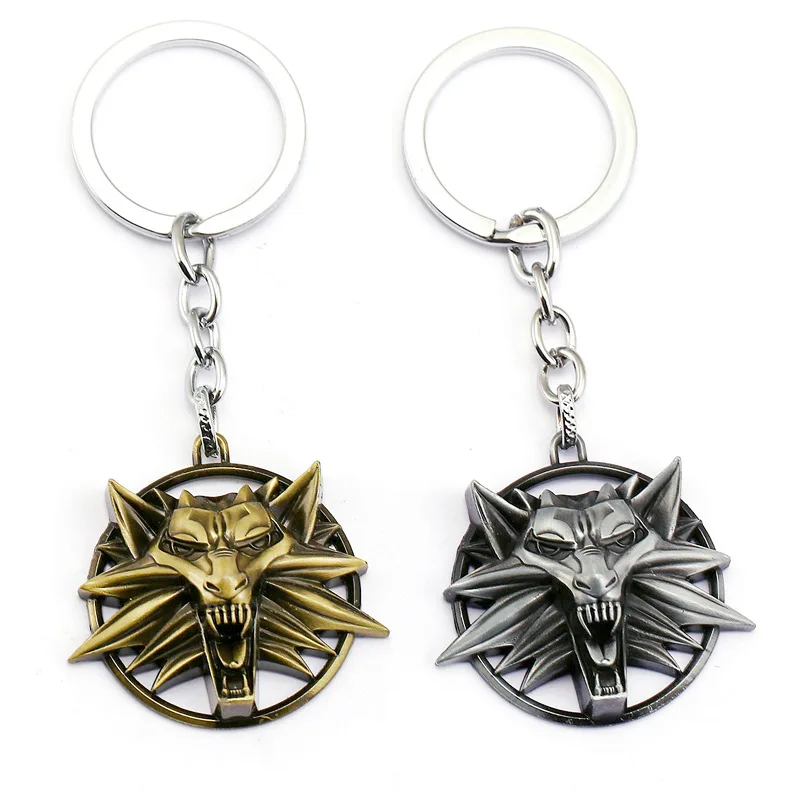

ZXMJ Wizard 3 Wild Hunt Game Key Chain Metal wolf head keyring Gaming Peripherals Zinc alloy Wolf head personality hot sale