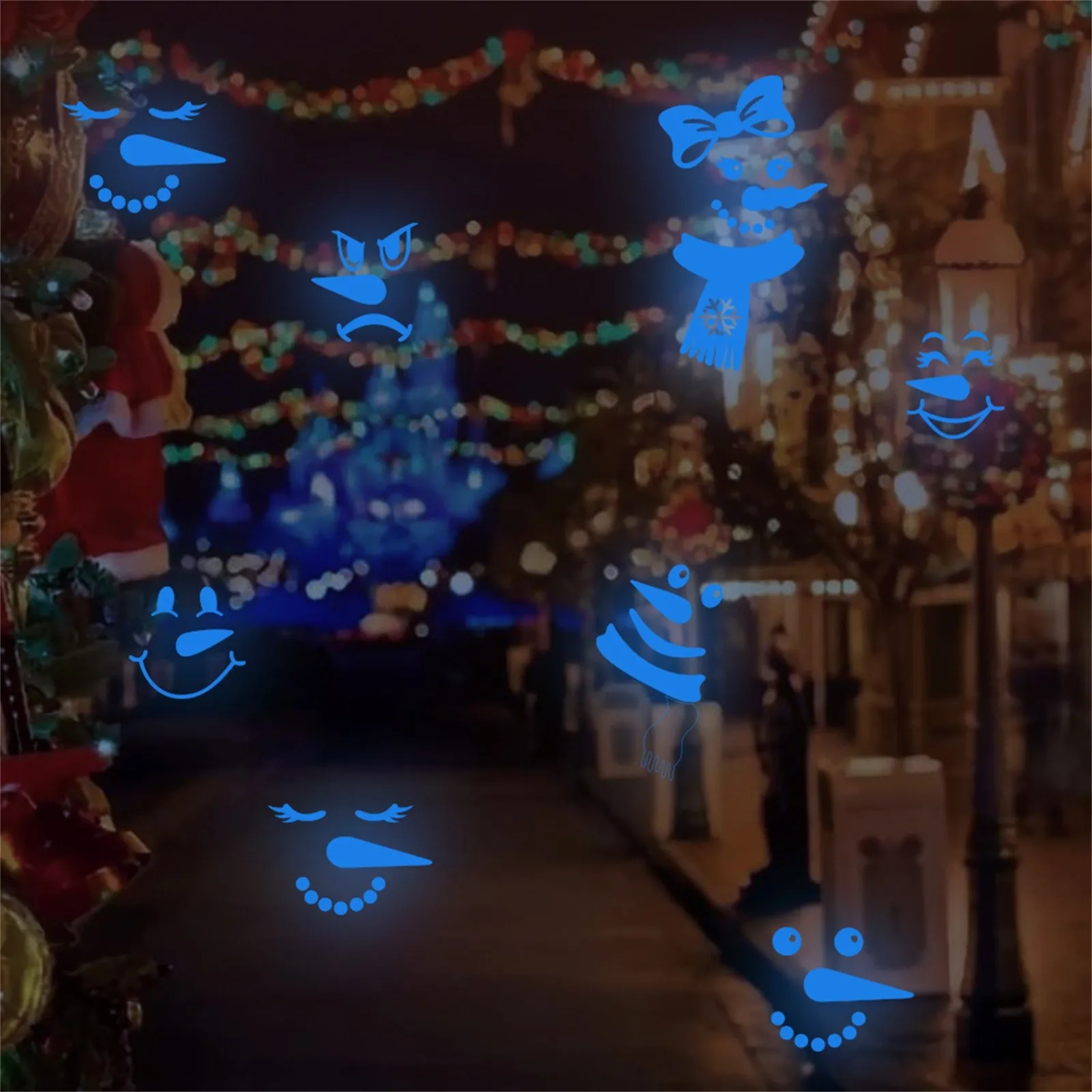 

Рождественские наклейки на окна в виде снеговика, настенные украшения, рождественские праздничные флуоресцентные наклейки, Счастливого Ро...