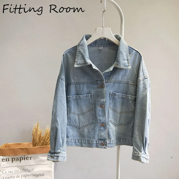 Новинка осенне зимняя женская однотонная джинсовая куртка в стиле ретро 2019