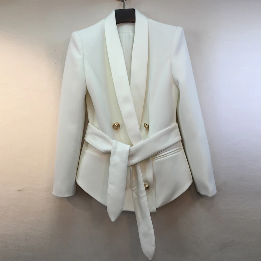 

PYJTRL Women Stylish Shawl Collar Lacing Belt Blazer Slim Fit Suit Jacket