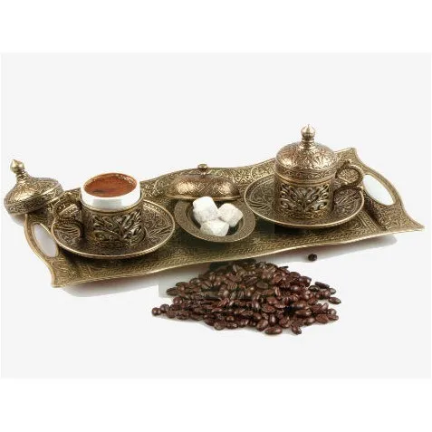 

Ottoman Motif 2'li Turkish coffee Set-Yellow