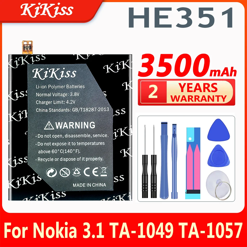 

KiKiss 3500mAh HE 351 HE-351 HE351 Battery for Nokia 3.1, TA-1049, TA-1057, TA-1063, TA-1070, TA-1074 Cell Phone Batteries+Tools