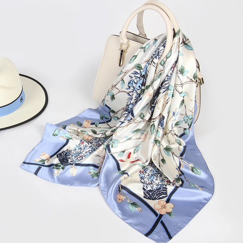 Женский модный квадратный шарф платок Шелковый Атласный шейный для женщин