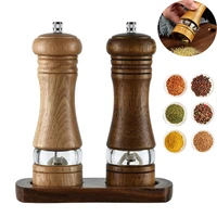 manual pepper grinder wooden salt and pepper mill multi purpose cruet kitchen tool with ceramic grinder for kitchen household