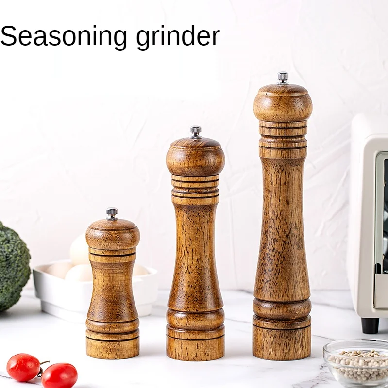 

Classical Oak Wood Pepper Spice Mill Grinder Set Handheld Seasoning Mills Grinder Ceramic Grinding Core BBQ Tools Set