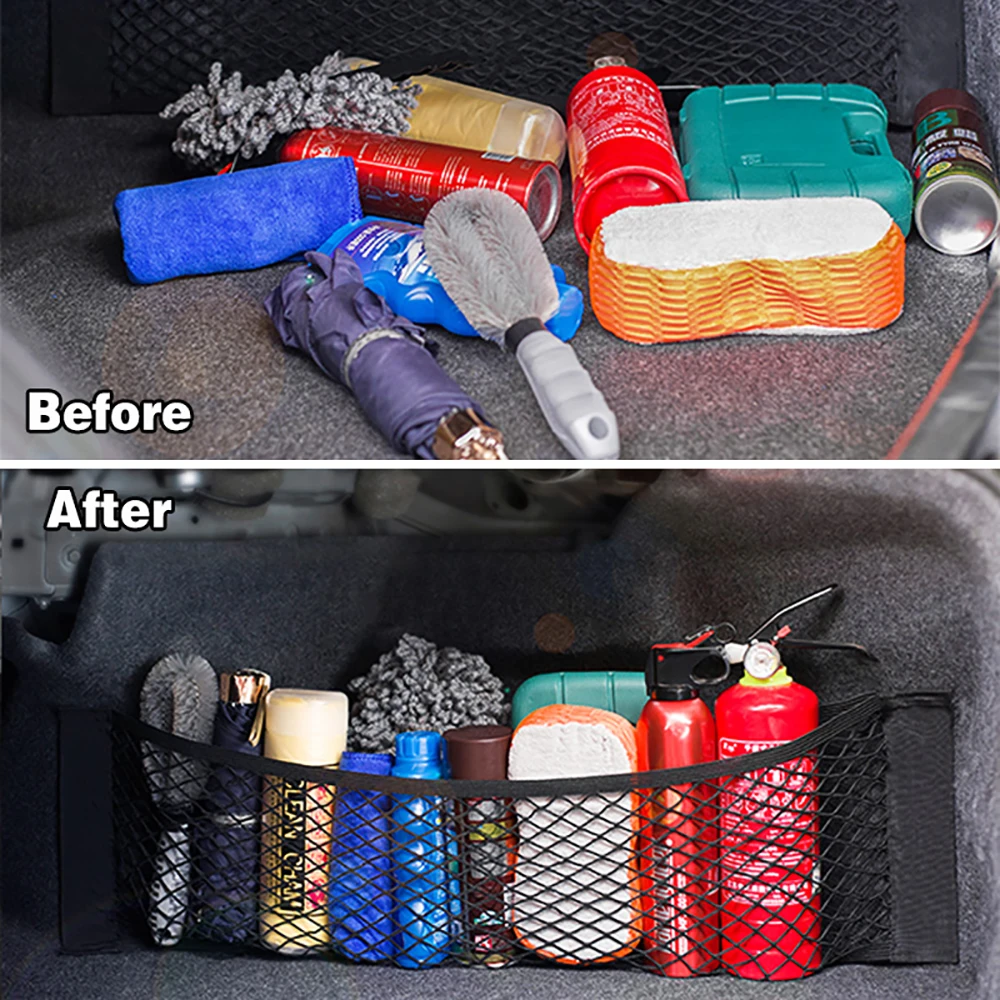 Эластичная сетка на спинку кресла и в багажник липучках сумка карман для