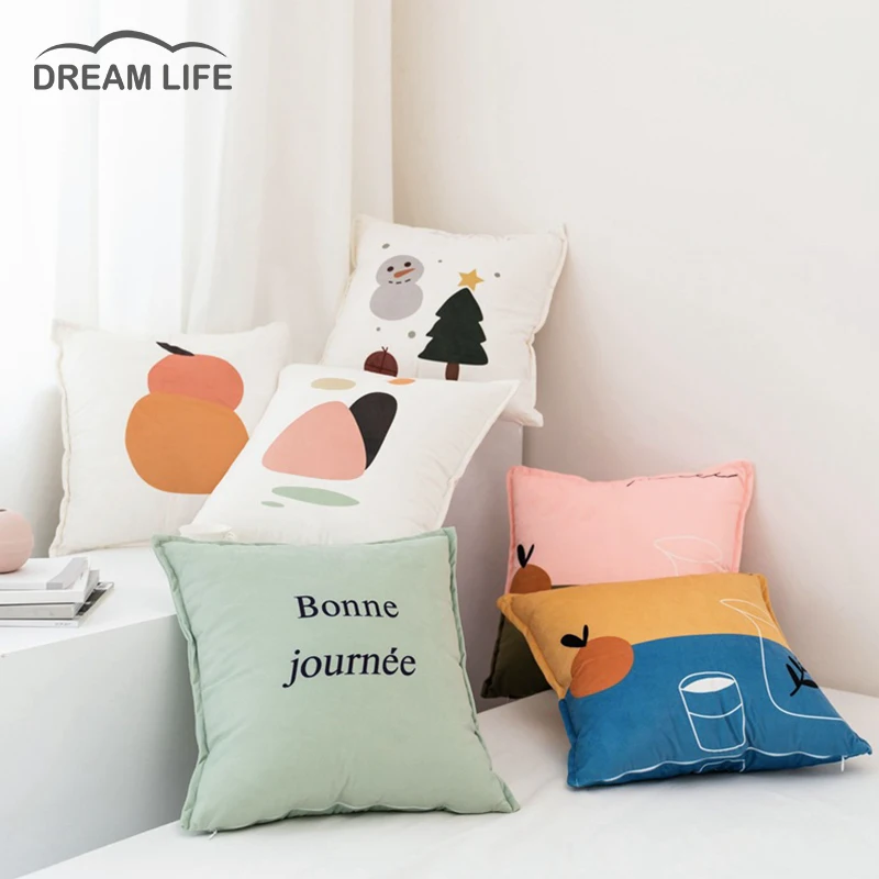 

Cute Fruits Printed Cushion Cover 45x45cm Double Face Printed Pillowcase Home Decor Simple Square Sofa Bedroom Pillow Cover