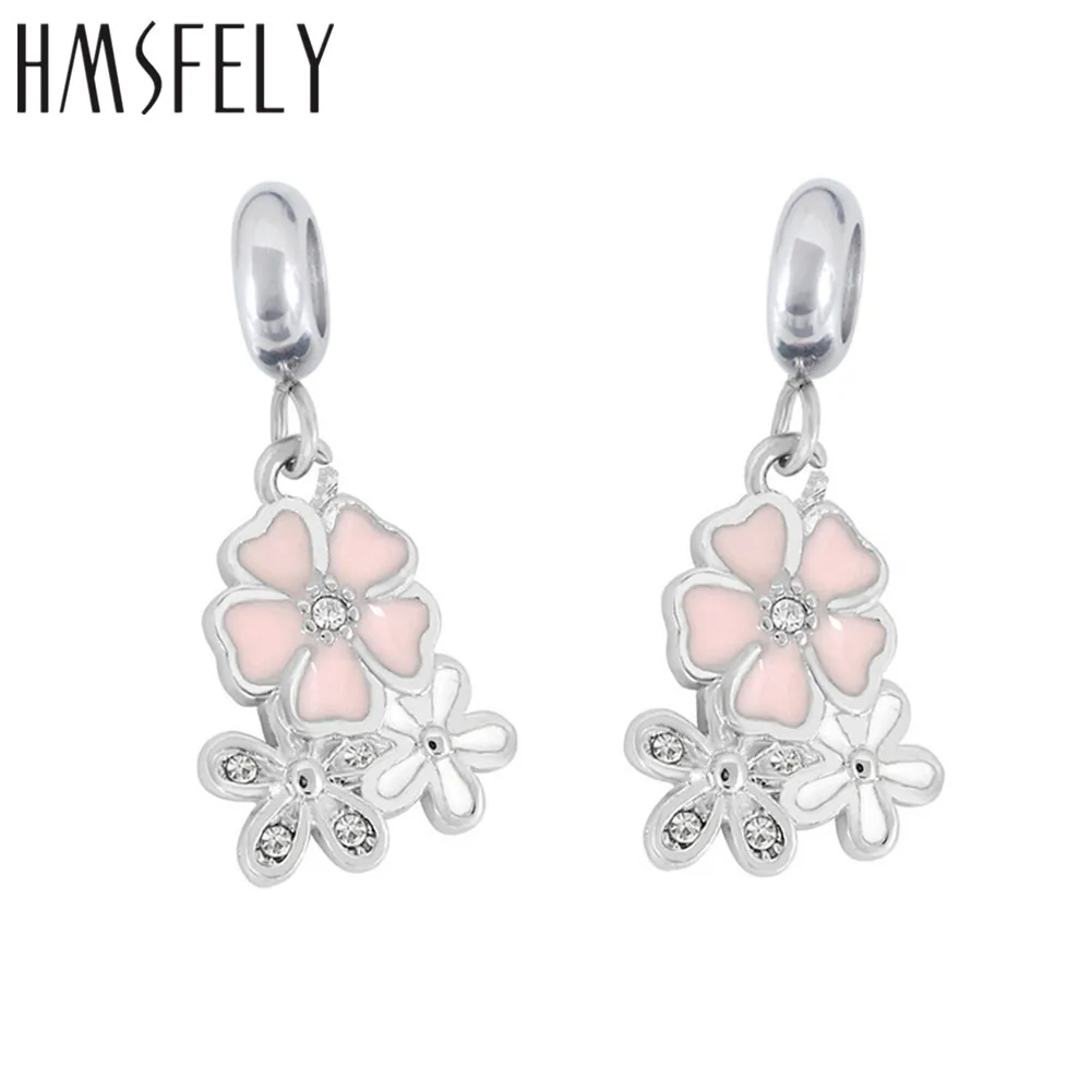 HMSFELY титановая нержавеющая сталь розовый цветок хрустальный кулон для
