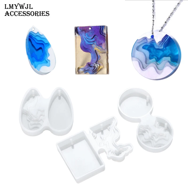

DIY Crystal Epoxy Creative Ladder Round Necklace Pendant Resin Mold Self-made Island Island Jewelry Pendant Silicone Mold