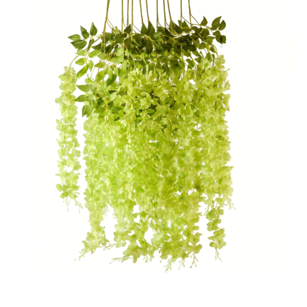 

Искусственный цветок глицинии, гирлянда, искусственный цветок, искусственный шелк, зеленая листья, ротанга, 12 шт.