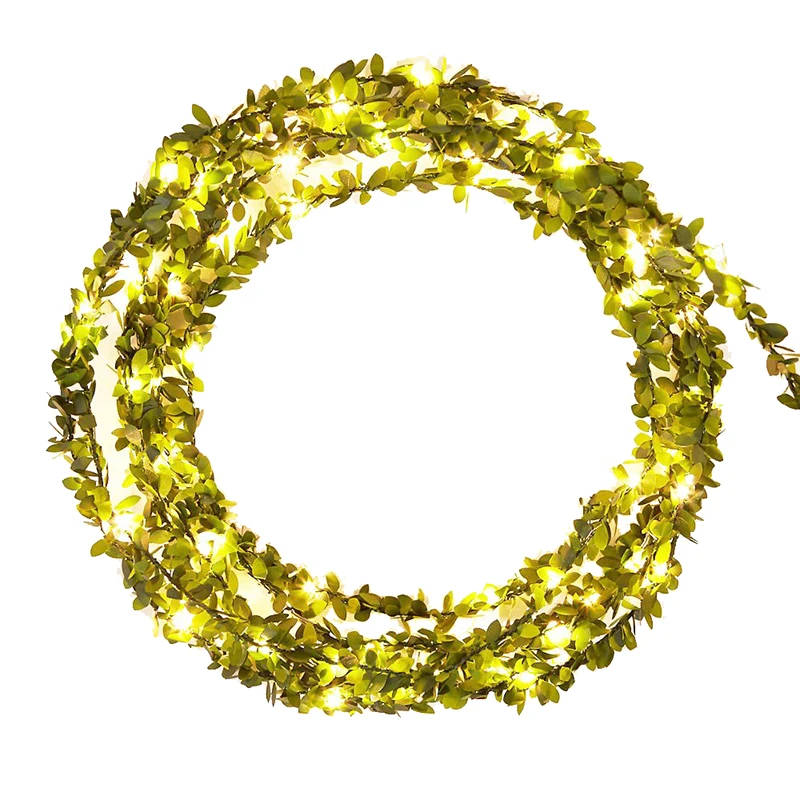 

10M 100Leds Green Leaf Lights String LED Copper Wire USB Operated Fairy String Lights Wedding Home Decoration Leaf Garland Lamp
