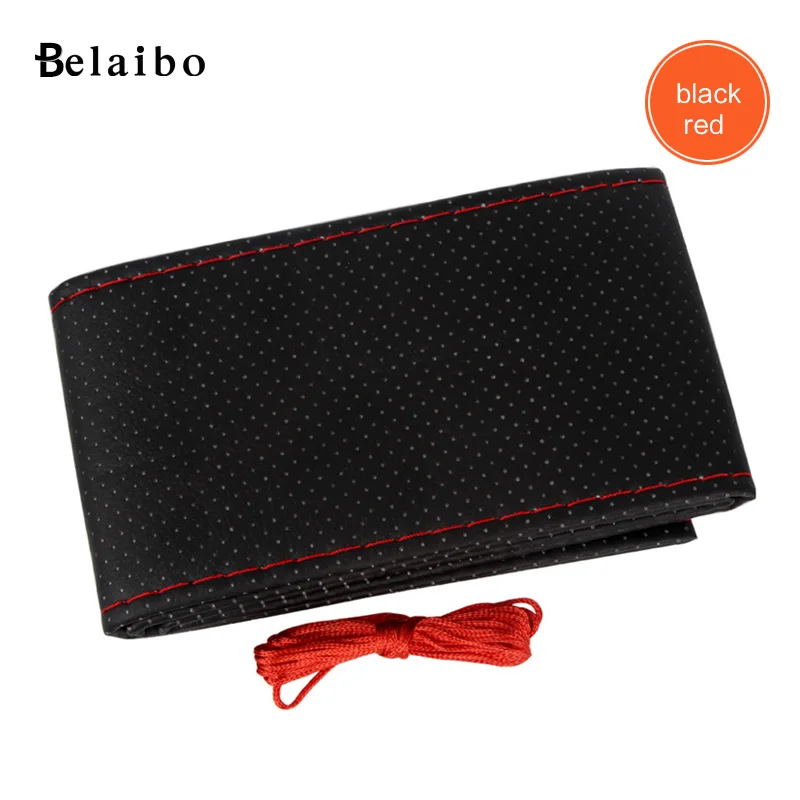 Чехол на рулевое колесо из кожи для Jeep Wrangler Citroen C3 Scirocco Renault Laguna 2 Ford Focus Passat B7 Volvo XC60.