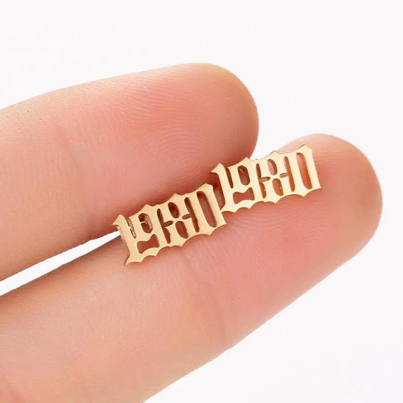 Новый Нержавеющая сталь год столб уха серьги-гвоздики Бижутерия цвета: