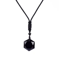 fashion obsidian hexagram necklaces for women nature energy stone pendant obsidian star of david necklace lucky love men jewelry