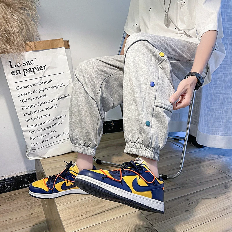 

Брюки мужские на завязках, брендовые свободные штаны в Корейском стиле, весна-осень