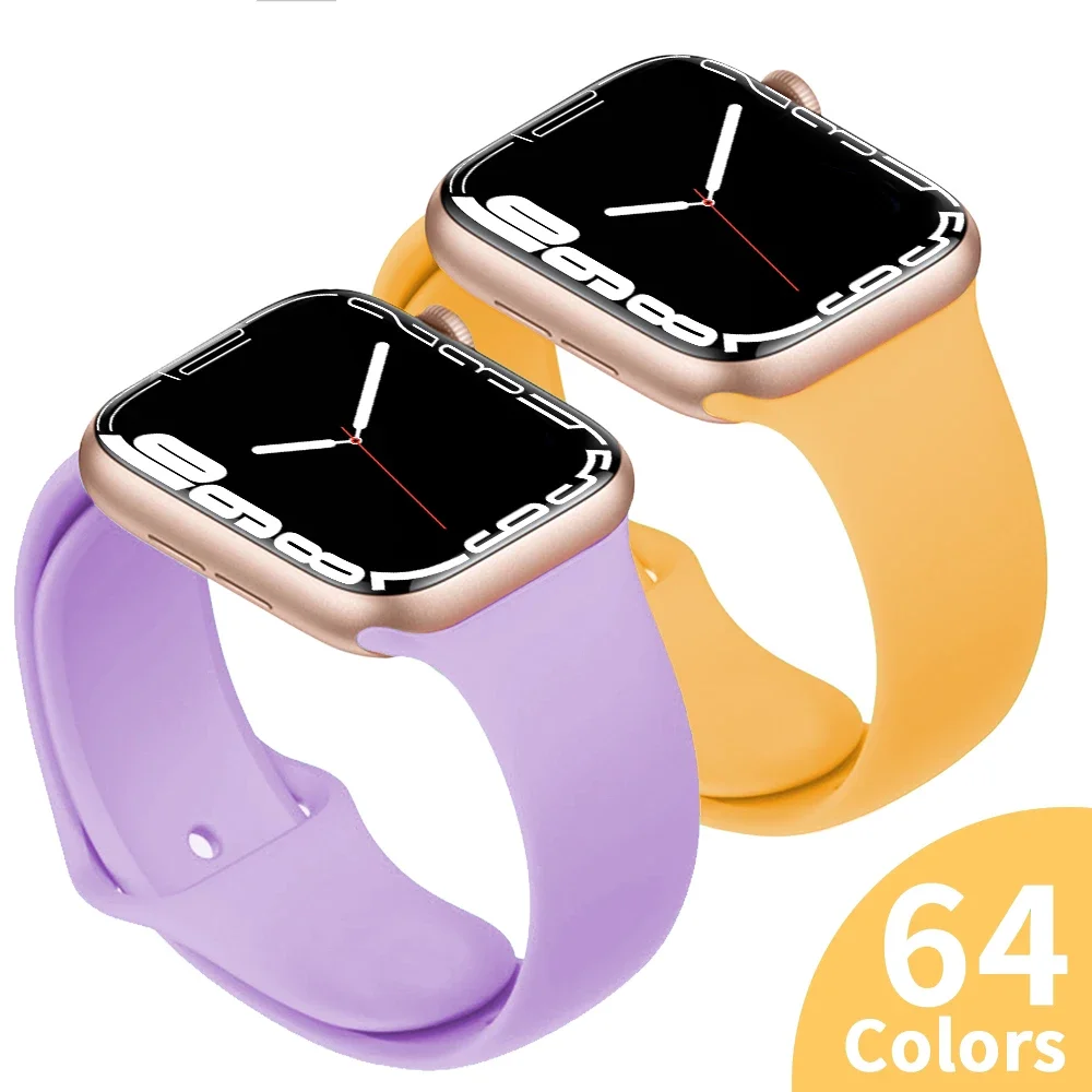 

Silicone Strap For Apple Watch band 44mm 42mm 38mm 40mm correa watchband belt bracelet pulseira iWatch 2 3 4 5 6 SE 7 45mm 41mm