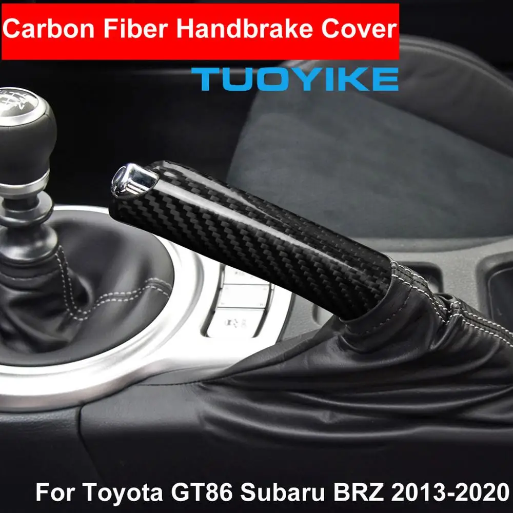Car Interior Carbon Fiber Handbrake Cover Handle Protector Grip Hand Brake Case Accessories For Subaru BRZ Toyota 86 2013-2020