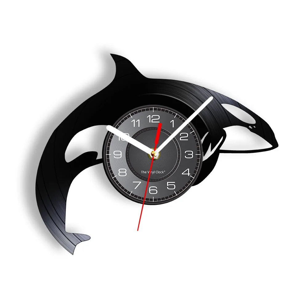 

Виниловый альбом в виде дельфина, повторно собираемые часы с записью морских существ, настенное искусство, Морской Декор для дома, винтажные настенные часы с морскими животными