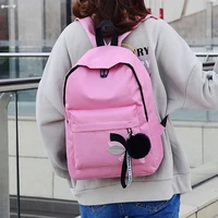 kawaii womens backpack canvas candy color school backpack bag preppy style girls knapsack rucksacks handbags with plush pendant