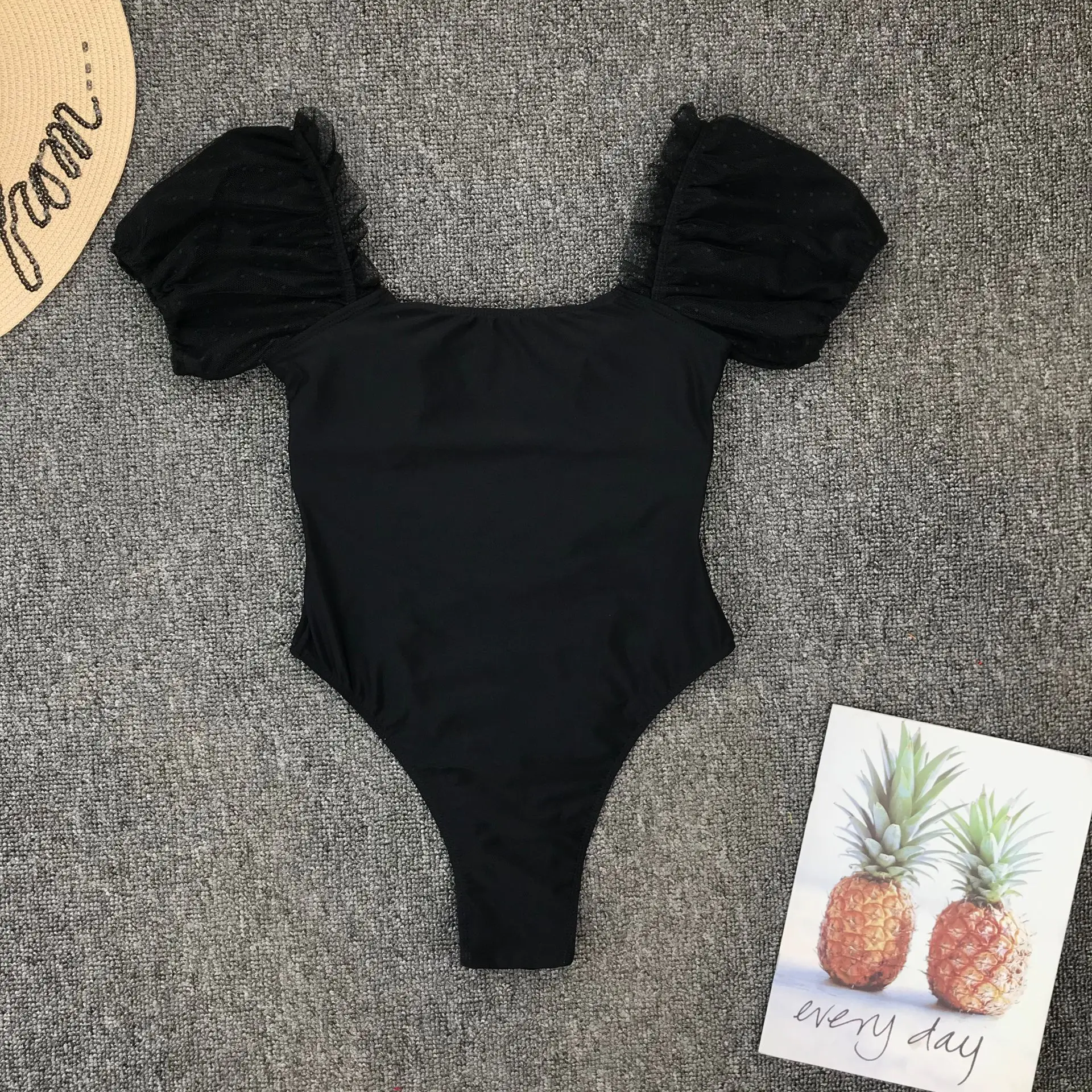 Новый сексуальный сетчатый слитный купальник с пышными рукавами женский