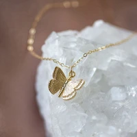 stainless steel butterfly necklace for women chic choker unique clavicle chain elegant pendants collar glamour butterfly jewelry
