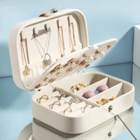 2021 new portable jewelry box two layers earring ring storage case travel display holder girl jewelry organizers pu leather case